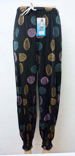 Women's Summer Linen Pants High Waisted Drawstring Printed Bohemian Trousers