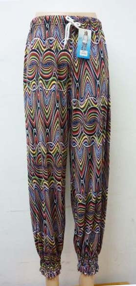 Women's Summer Linen Pants High Waisted Drawstring Printed Bohemian Trousers