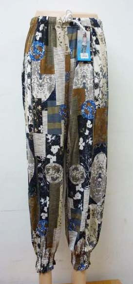 Women's Summer Linen Pants High Waisted Drawstring Printed Bohemian Trousers