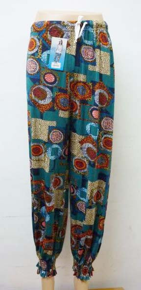 Women's Summer Linen Pants High Waisted Drawstring Printed Bohemian Trousers