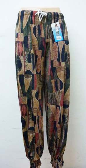Women's Summer Linen Pants High Waisted Drawstring Printed Bohemian Trousers