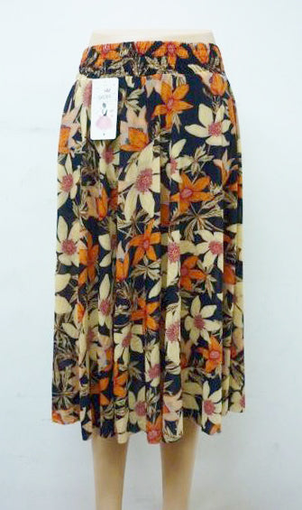 Women's Floral Midi Skirt with High Elastic Waist Flowy Ruffle Casual Summer Boho Skirts