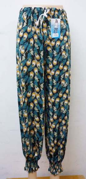 Women's Summer Linen Pants High Waisted Drawstring Printed Bohemian Trousers