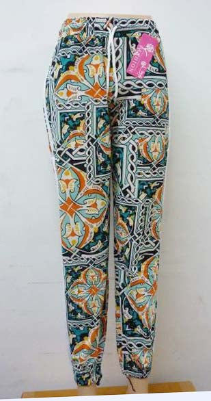 Women's Summer Linen Pants High Waisted Drawstring Printed Bohemian Trousers