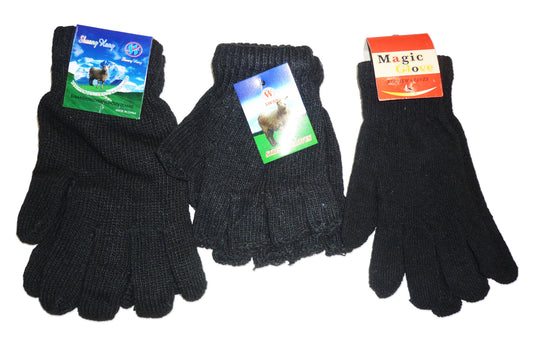 Half Finger Gloves & Winter Gloves, Knit Warm Stretchy Mittens Fingerless Gloves in Common Size for Men and Women,black