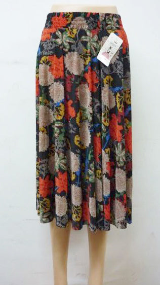 Women's Floral Midi Skirt with High Elastic Waist Flowy Ruffle Casual Summer Boho Skirts