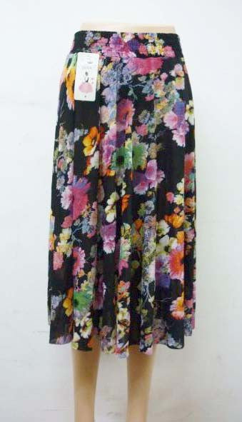 Women's Floral Midi Skirt with High Elastic Waist Flowy Ruffle Casual Summer Boho Skirts